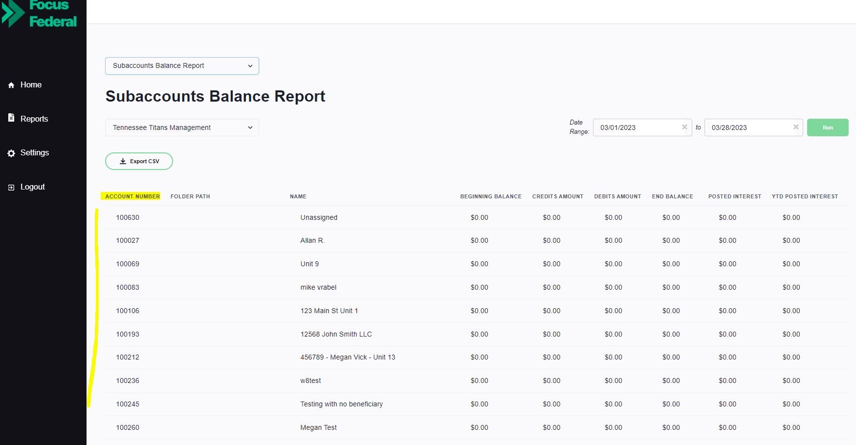 ZEscrow Balance Report