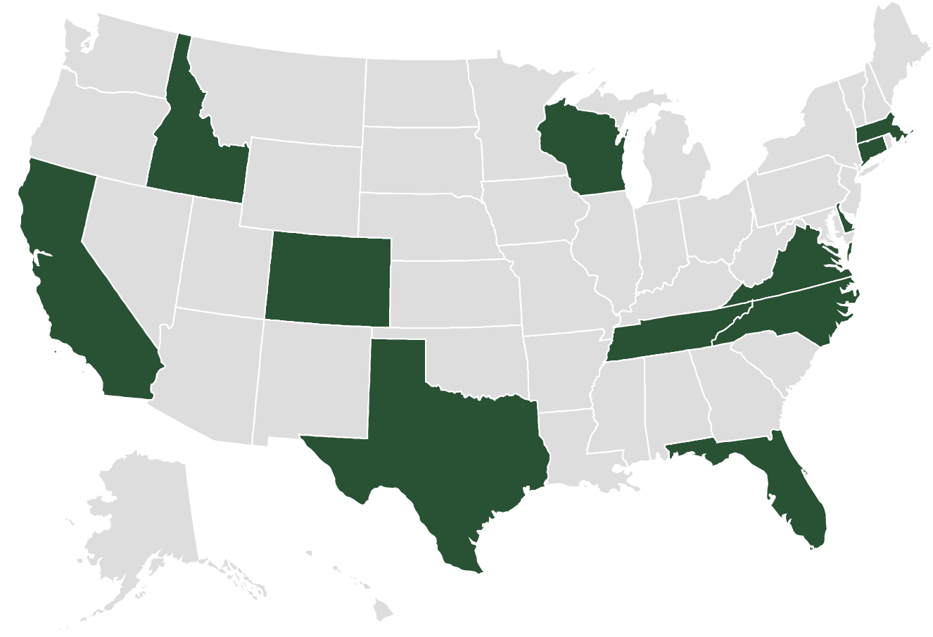 United States Map of States Employees are in