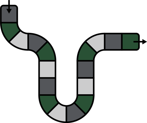 Game board section with arrows