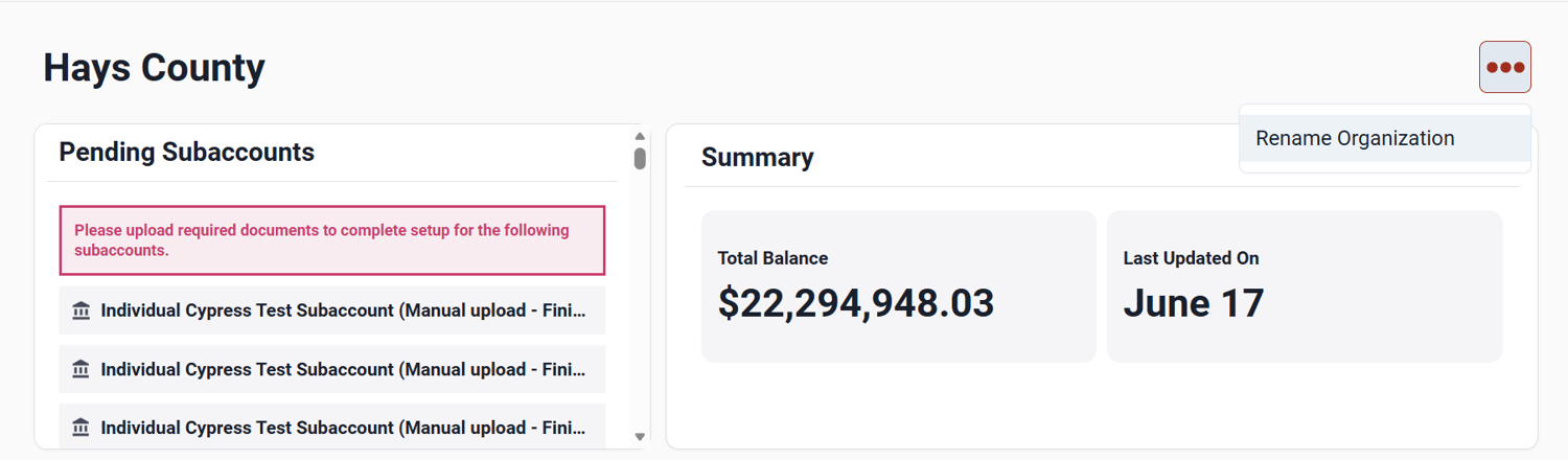 Renaming an organization in ZEscrow