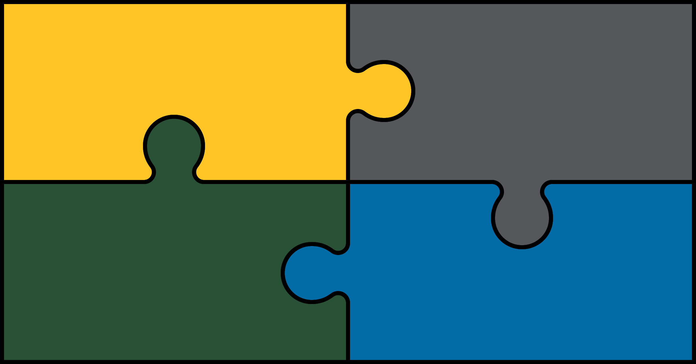 4 puzzle pieces fitting together. 